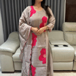 Premium mul chanderi kurta set with palazoo and applic work
