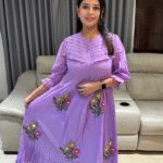 Premium mul cotton frock with thread work and ruffle pattern design