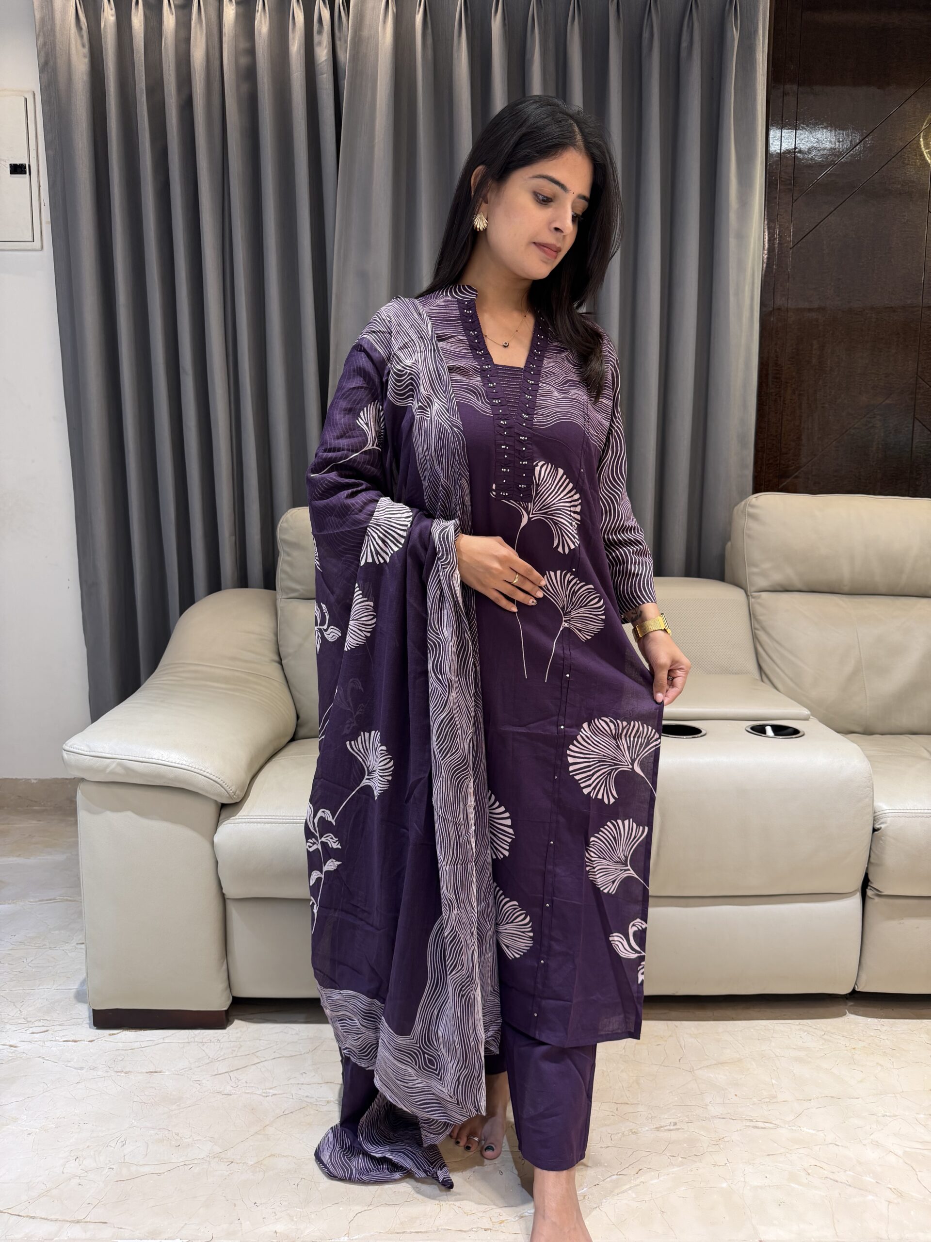 IMG_2552 Dupatta pant set in pure cotton - Image 1