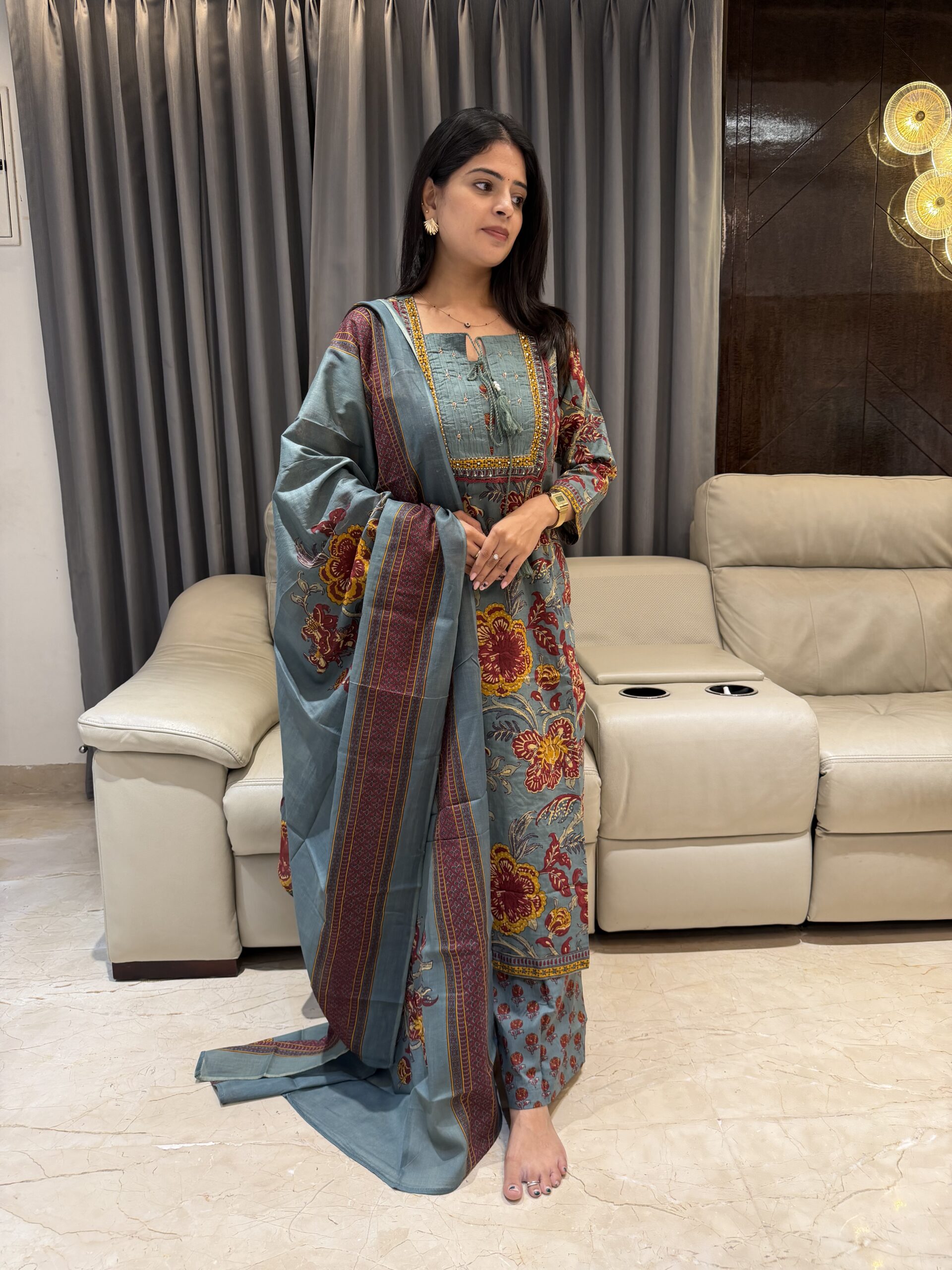 Pure Cotton Dupatta and Palazzo set