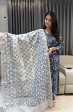 Cotton kurta and Chanderi Dupatta Set - Image 3