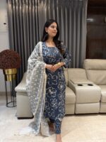 Cotton kurta and Chanderi Dupatta Set