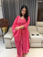 Cotton Kurta and Palazzo set with pure Chanderi Dupatta - Image 3